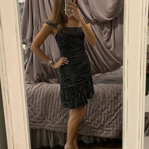 Max Studio black and white striped party dress